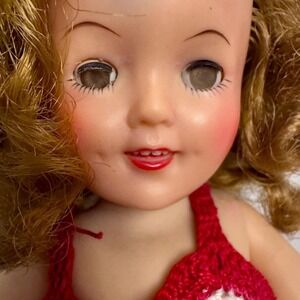 Ideal Shirley Temple 50s 12" Hard Plastic Doll – Sleep Eyes, Curly Hair, Vintage